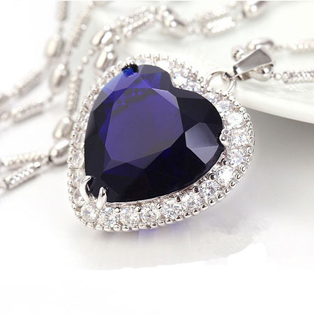 Heart of Ocean Sapphire Birthstone Pendant Necklace - Click Image to Close